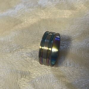 Iridescent Ring with Gem Accent Size 7.5